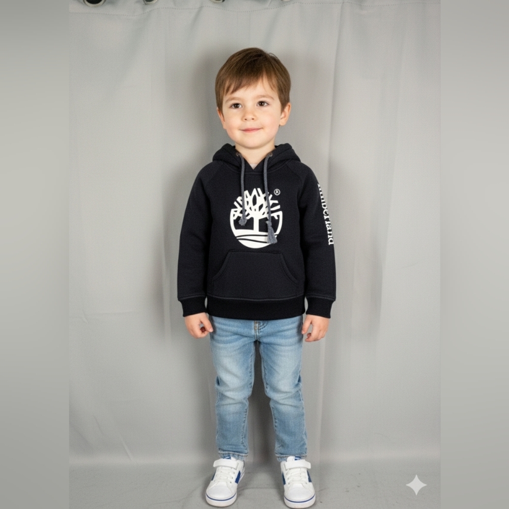 Timberland Kids Navy Hoodie with White Logo Small